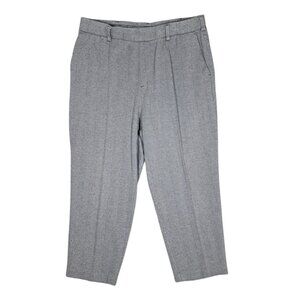 Lands End Womens Sport Knit Taper Leg Pants Gray Plus 1X Pockets Pull On Stretch